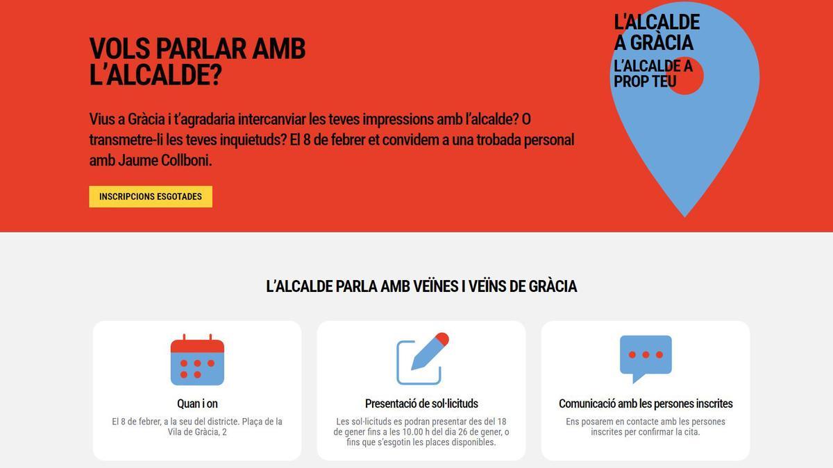 Las normas de la iniciativa '¿Quieres hablar con el alcalde?' que publica la web del Ayuntamiento de Barcelona.