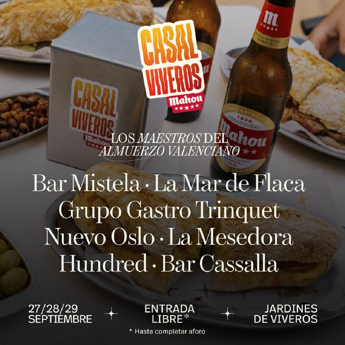 Cartel con los restaurantes mparticipantes del Casal Viveros 2024.