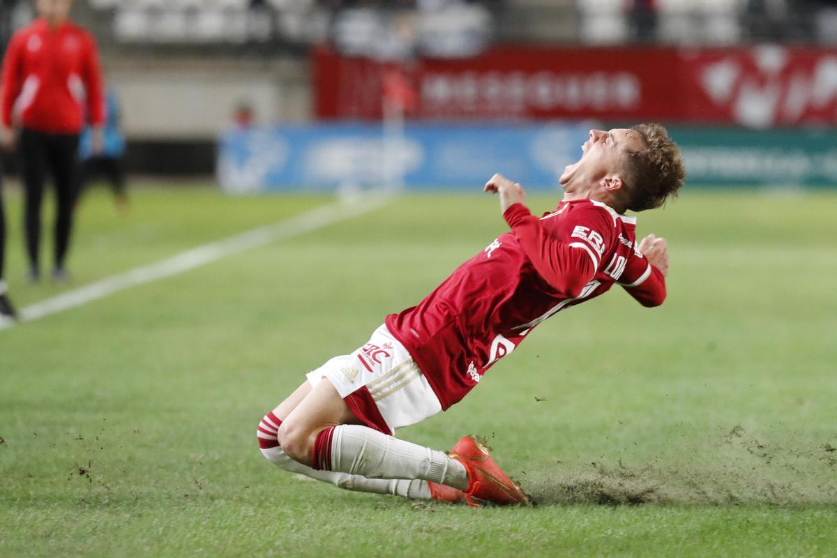 Loren Burón celebrando su gol ante la UD Logroñés el pasado curso.