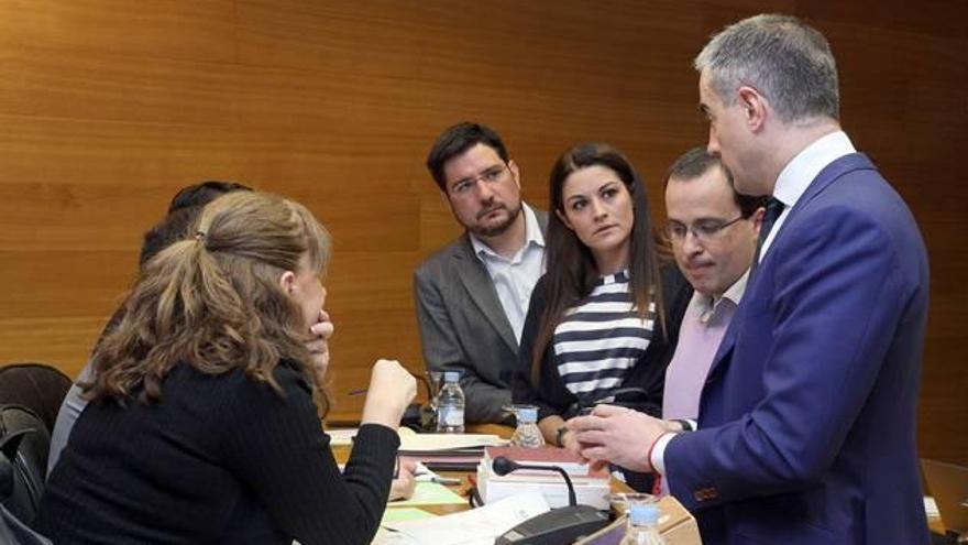 Ignacio Blanco, Mireia Mollà, Julián López y Ricardo Costa, ayer en las Cortes.