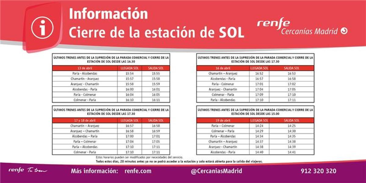 Cierres parciales en la estación de Sol por procesiones de Semana Santa.