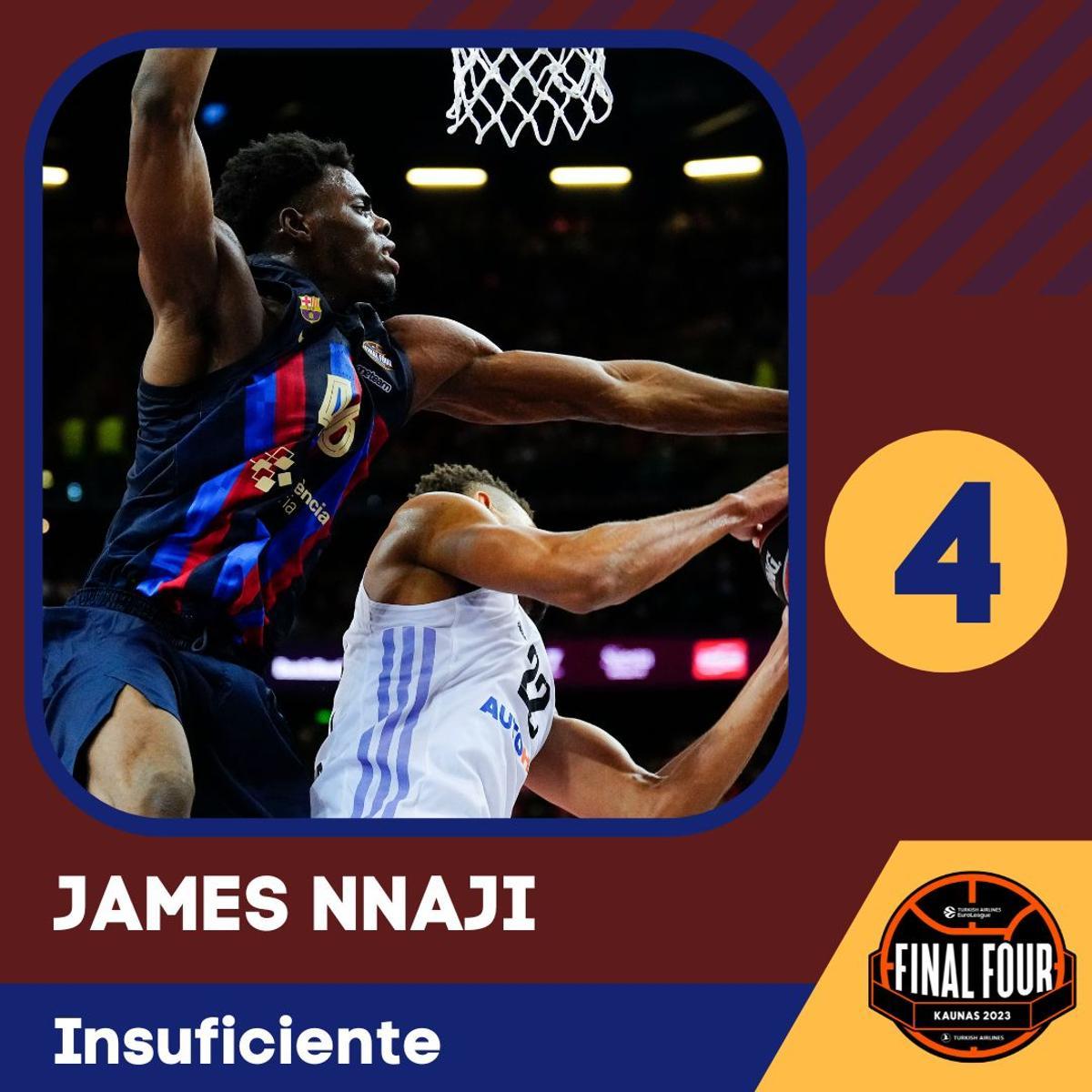 Intentó parar a Tavares, pero el pívot del Madrid jugó con los tres interiores del Barça