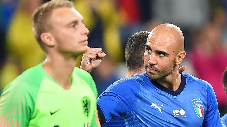 Zaza, junto a Cillessen, en un partido de las selecciones de Italia y Holanda.