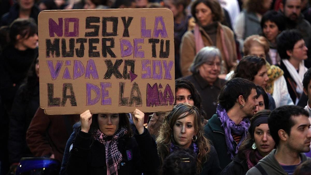 Manifestación de mujeres en Barcelona.