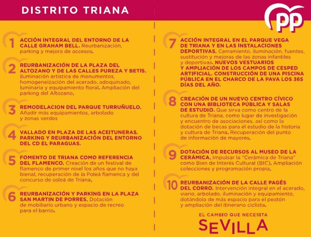 Estas fueron las promesas que hizo el alcalde de Sevilla, José Luis Sanz, para el distrito Triana en su programa electoral