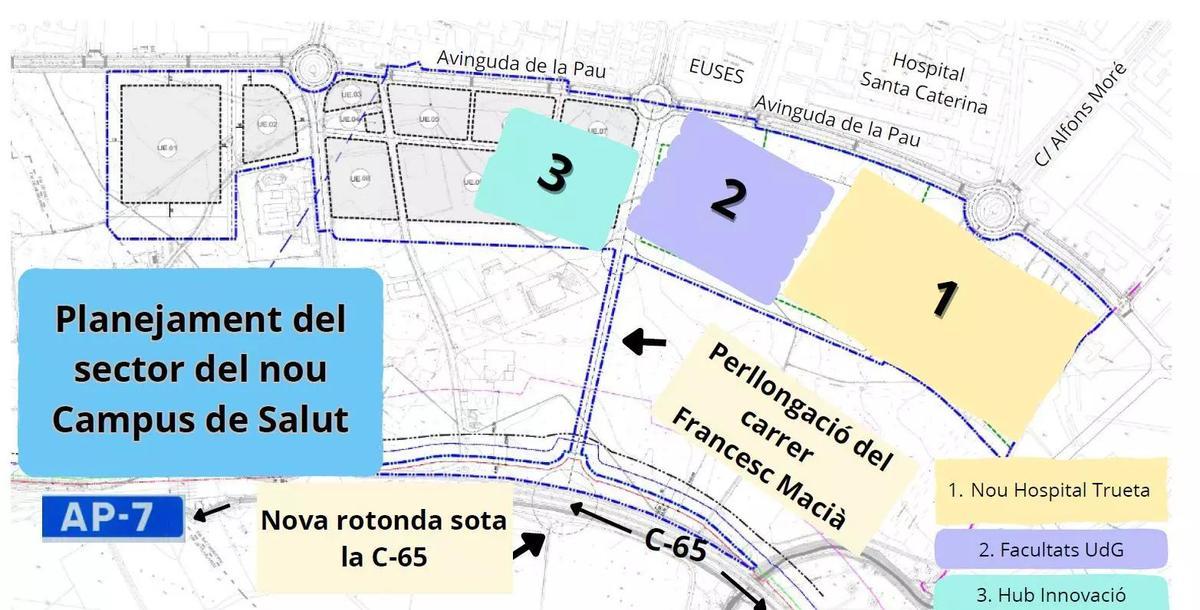 Mapa del futur campus de Salut