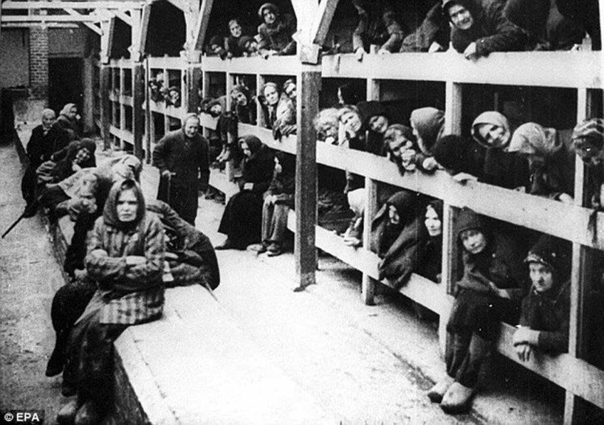 Un dormitorio en Auschwitz.