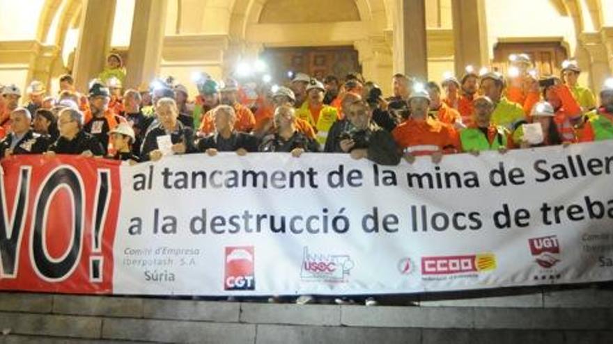 Protesta dels miners el 2013 després de la sentència del TSJC que anul·lava l&#039;autorització ambiental atorgada pel Govern