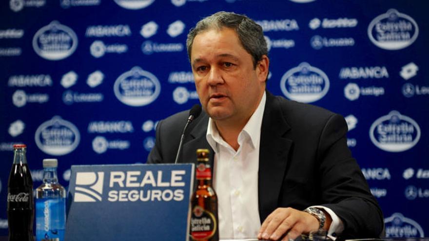 El presidente del Deportivo, hoy en Riazor.