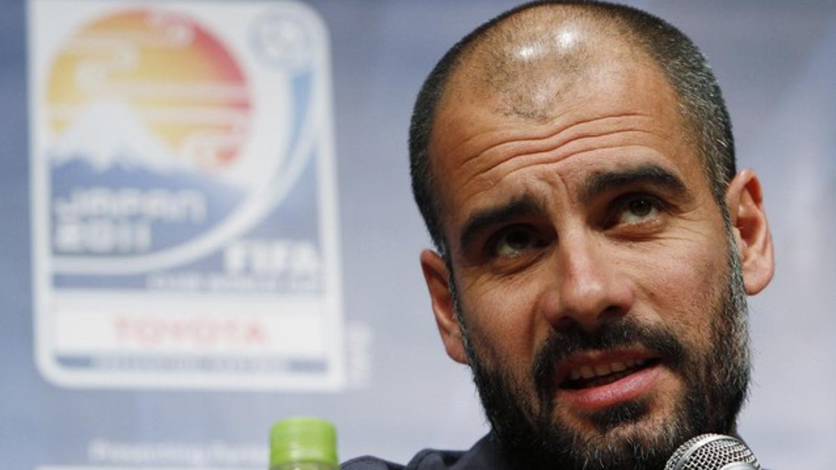 Guardiola, durante la rueda de prensa de Yokohama.