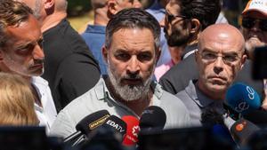 El presidente de Vox, Santiago Abascal, este domingo en Ceuta.