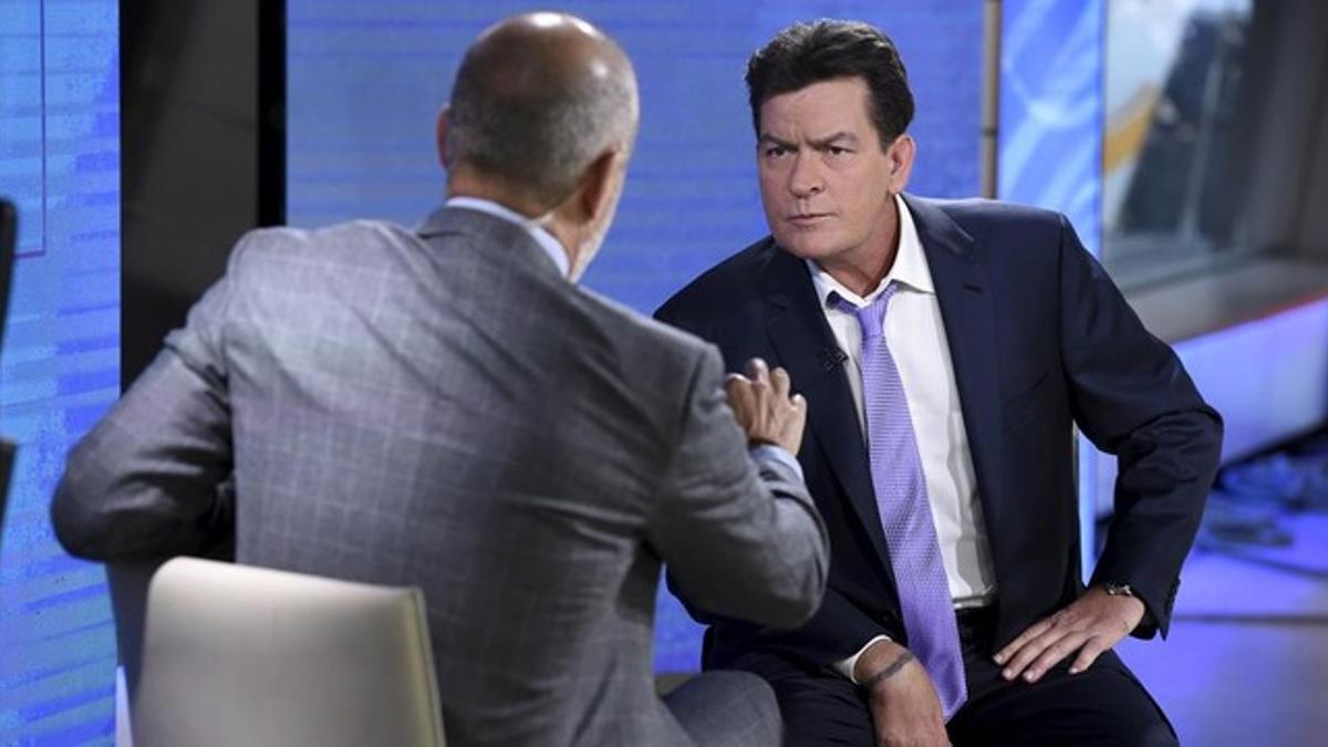 Charlie Sheen, este lunes, durante la entrevista televisiva en la que confesó que es seropositivo.