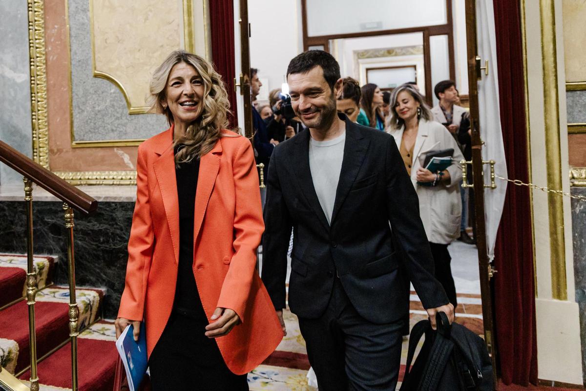 La vicepresidenta segunda y ministra de Trabajo, Yolanda Díaz y el ministro de Derechos Sociales y Agenda 2030, Pablo Bustinduy, en una imagen de archivo.