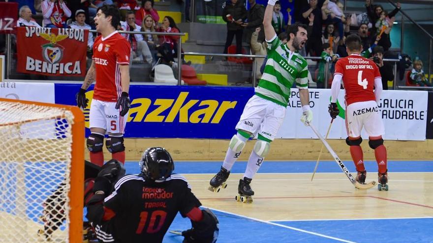 Henrique Magalhães celebra el gol ante el benfica