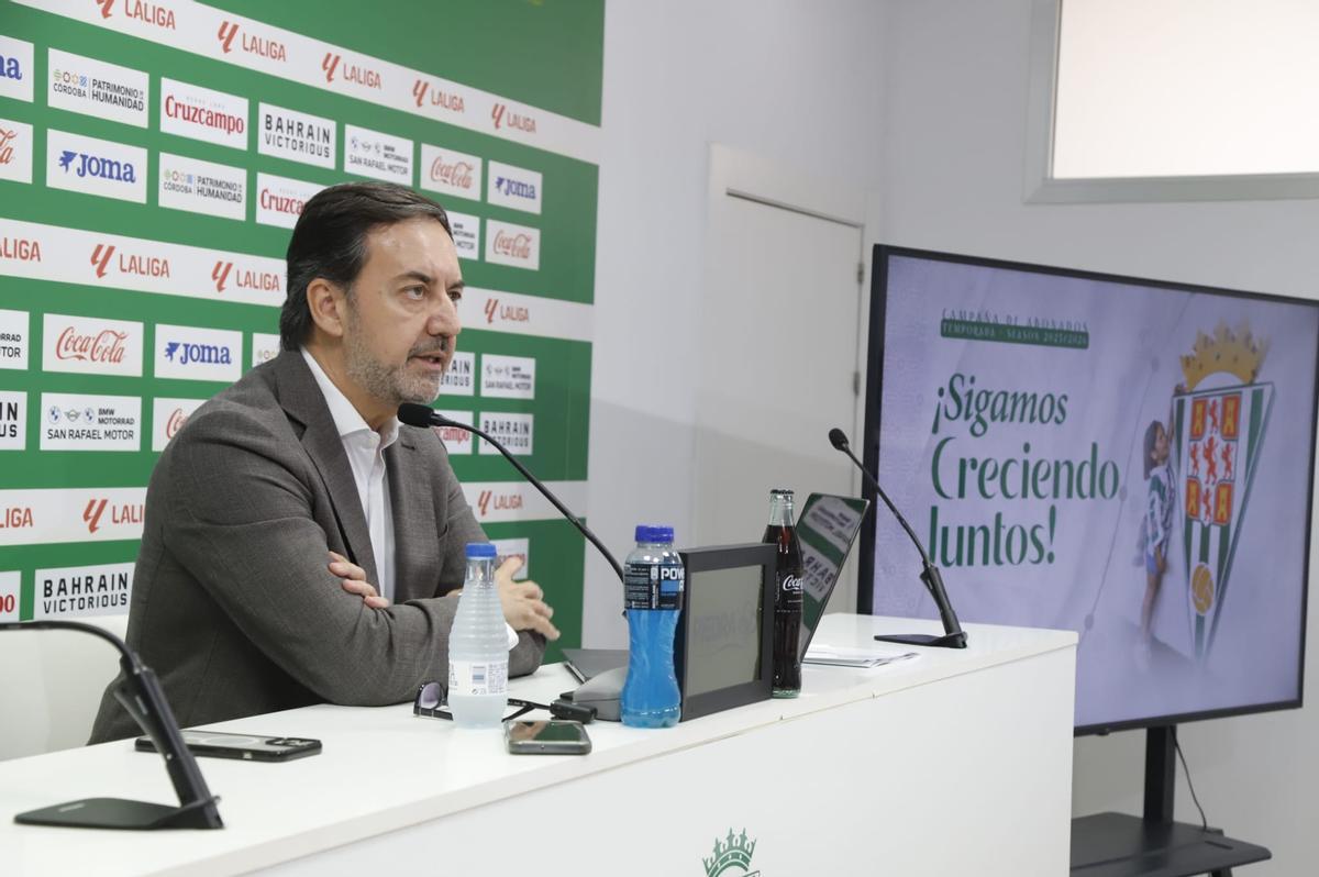Fernández Monterrubio, en la sala de prensa de El Arcángel.