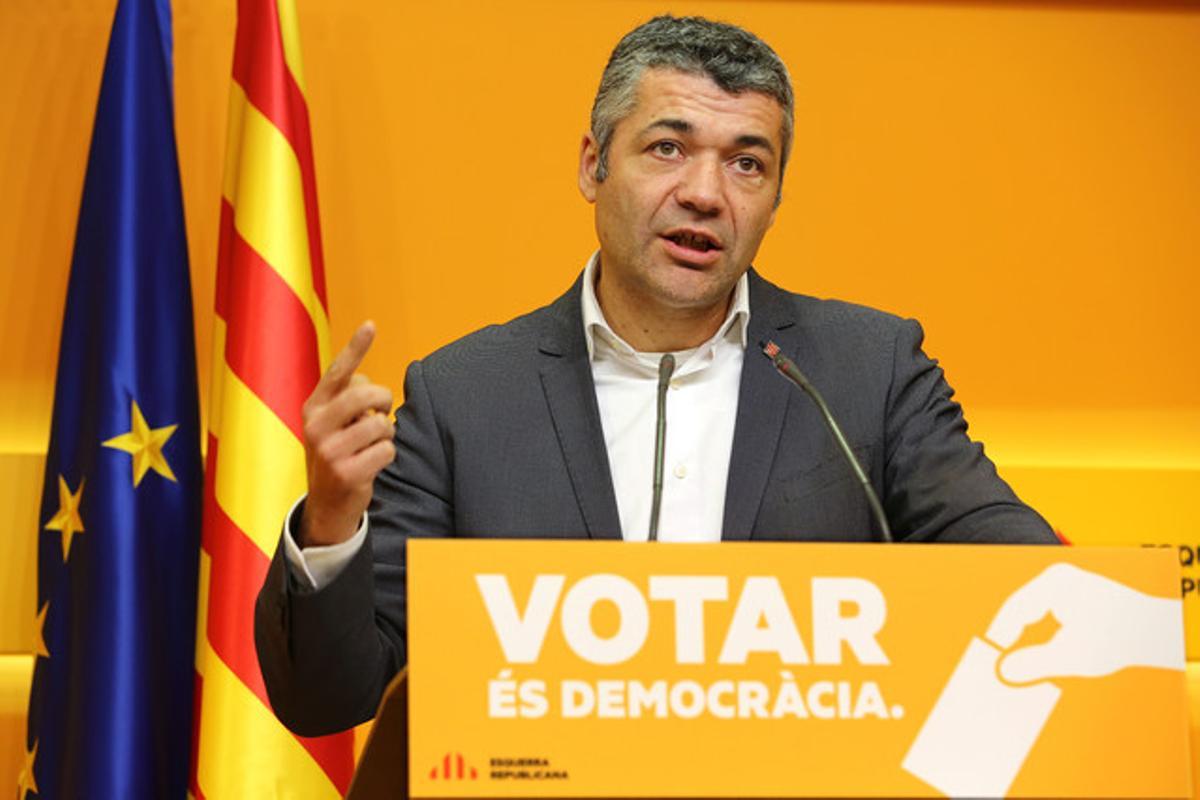 Oriol Amorós, durant una roda de premsa, el desembre passat a la seu d’ERC. Oriol Amorós, durant una roda de premsa, el desembre passat a la seu d’ERC.