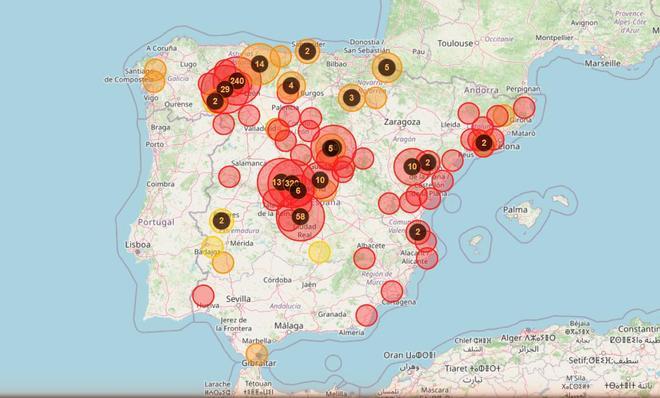 Consulta aquí el mapa de incendios que asolan España en tiempo real