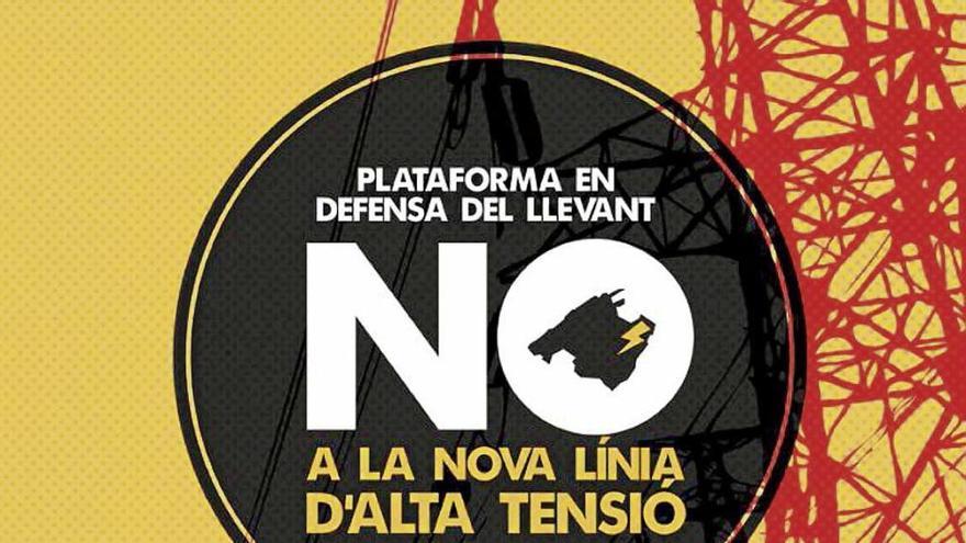 Cartel de la Plataforma en Defensa del Llevant i No a la Nova Línia.