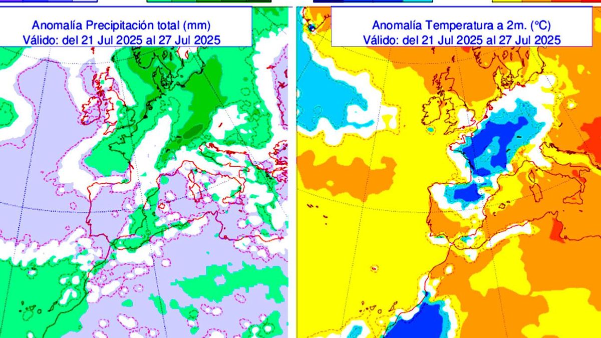 Predicción de lluvias y calor en esta semana comparándolo con los valores promedio.