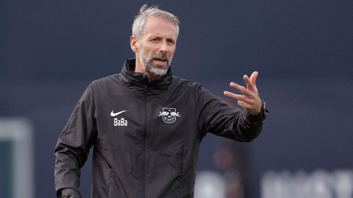 Marco Rose, técnico del Leipzig, en la sesión de entrenamiento previa al duelo frente al Real Madrid