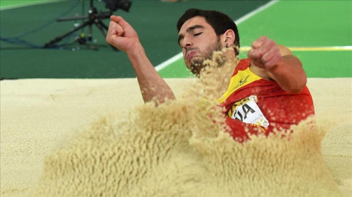 Jorge Ureña, en el foso de longitud