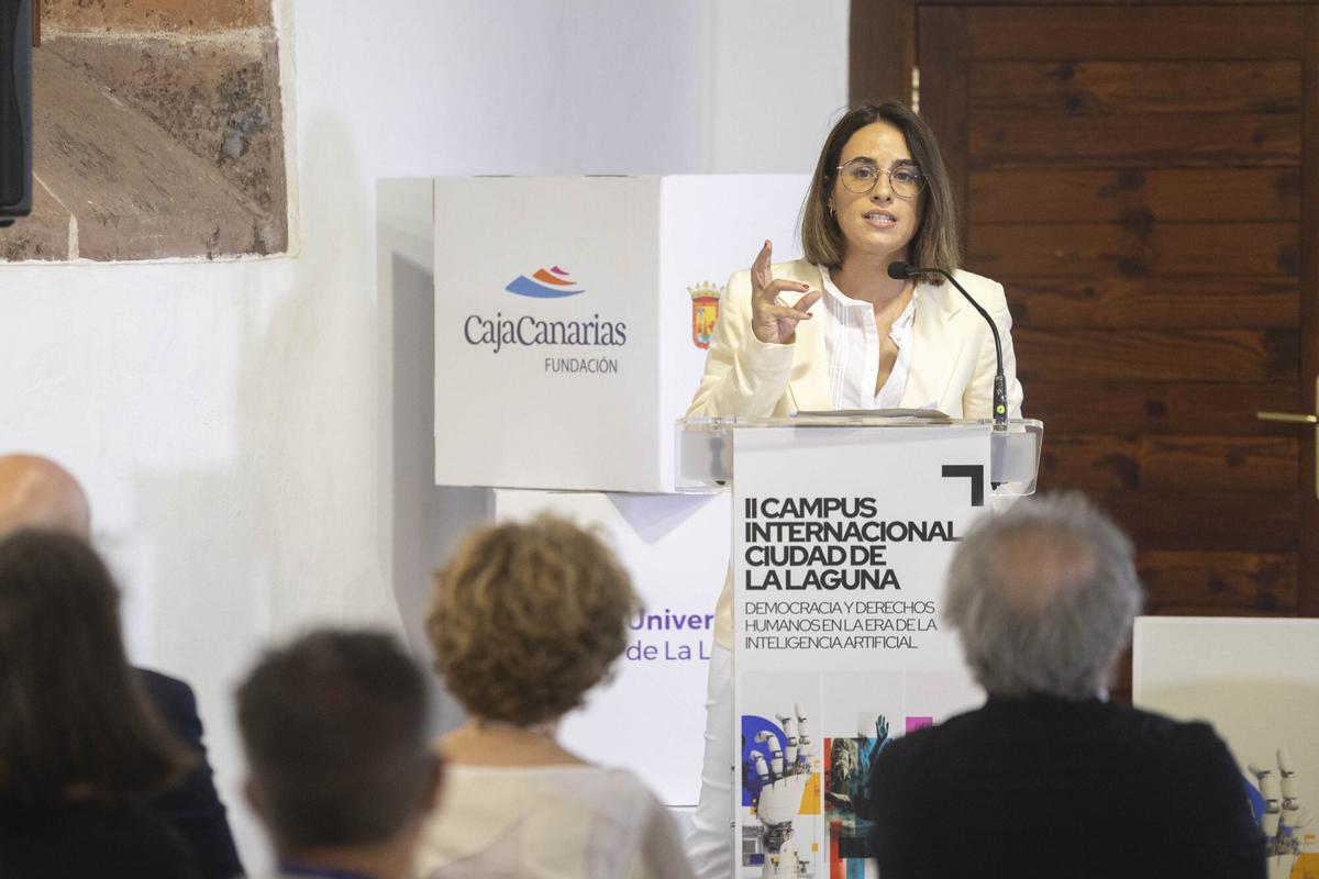 Elena Díaz durante su intervención en el Campus Internacional Ciudad de La Laguna.