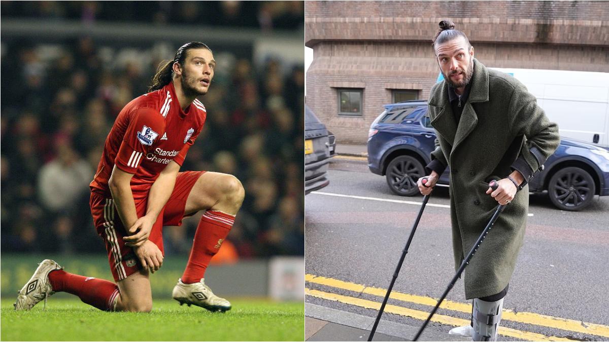 Andy Carroll durante su etapa en Liverpool... y esta semana llegando al juzgado