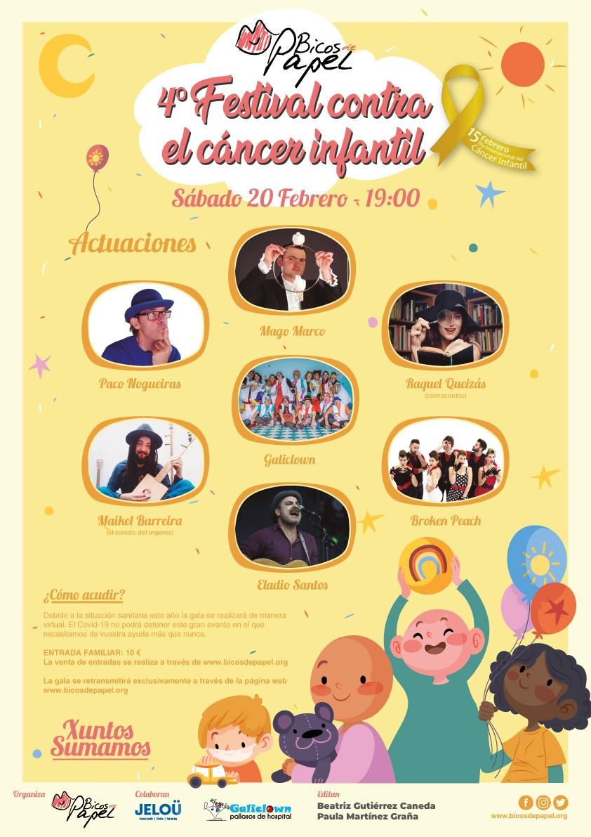 Cartel de la 4º edición de la Gala de Bicos de Papel contra el cáncer infantil.