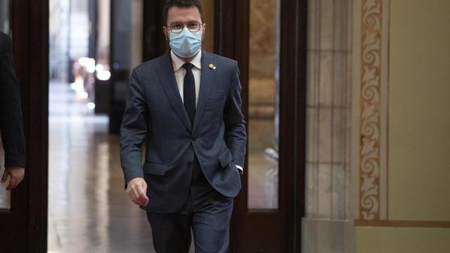 Pere Aragonès, al finalizar una reunión en el Parlament