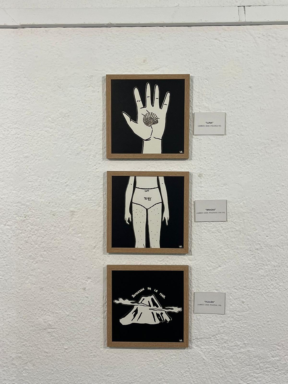 Varias de las ilustraciones de la exposición en Puerto de la Cruz.