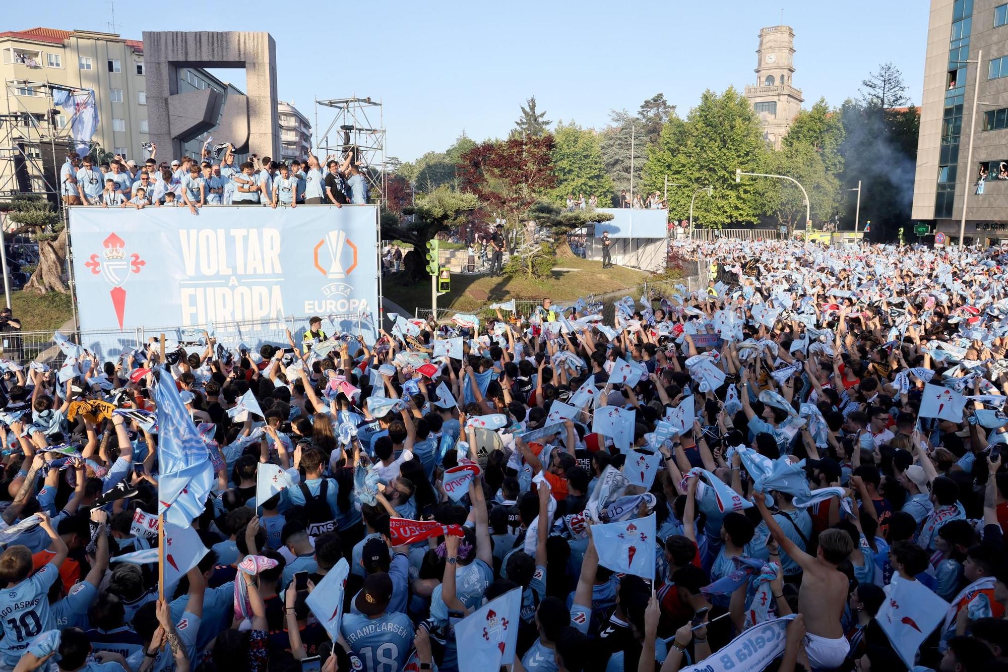 El Celta celebra por todo lo alto su llegada a Europa