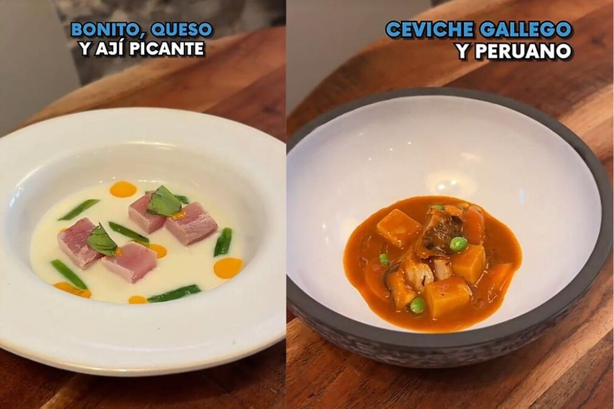El 'bonito on queso y ají picante' y el 'ceviche gallego y peruano'