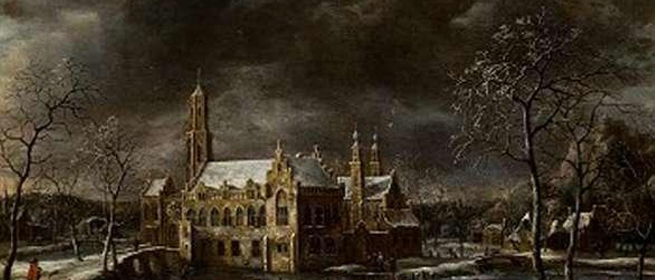 &quot;Ciudad de Holanda nevada&quot;, de Beerstraten, prestado a la Cidade da Cultura.