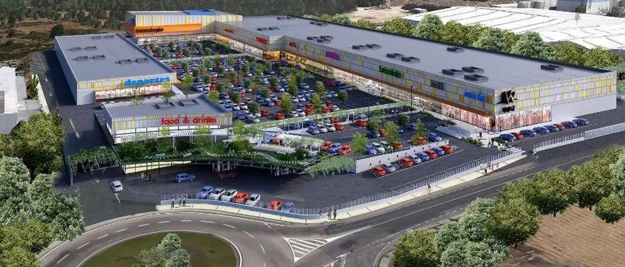 Imagen virtual del nuevo centro comercial, en el polígono de San Cibrao das Viñas. // FdV