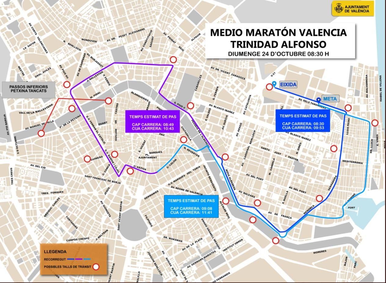 Medio Maratón Valencia 2021: Cortes de calles, recorrido y guía práctica