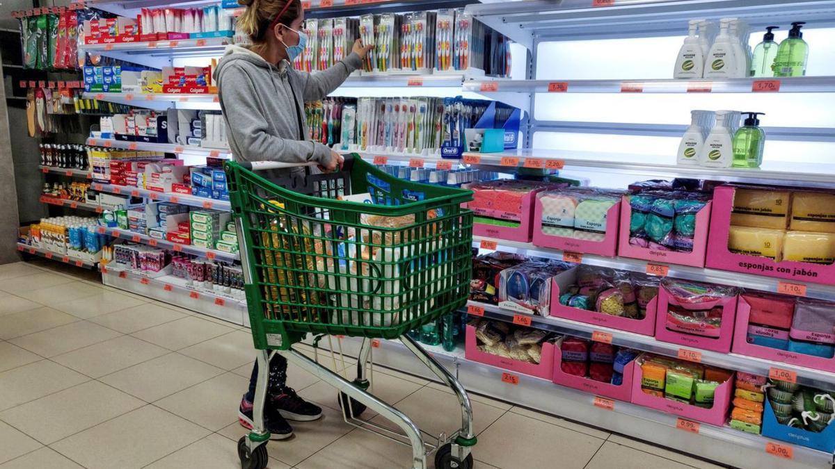 Una mujer llena el carro de la compra en un Mercadona, en una imagen de archivo. | RODRIGO JIMÉNEZ