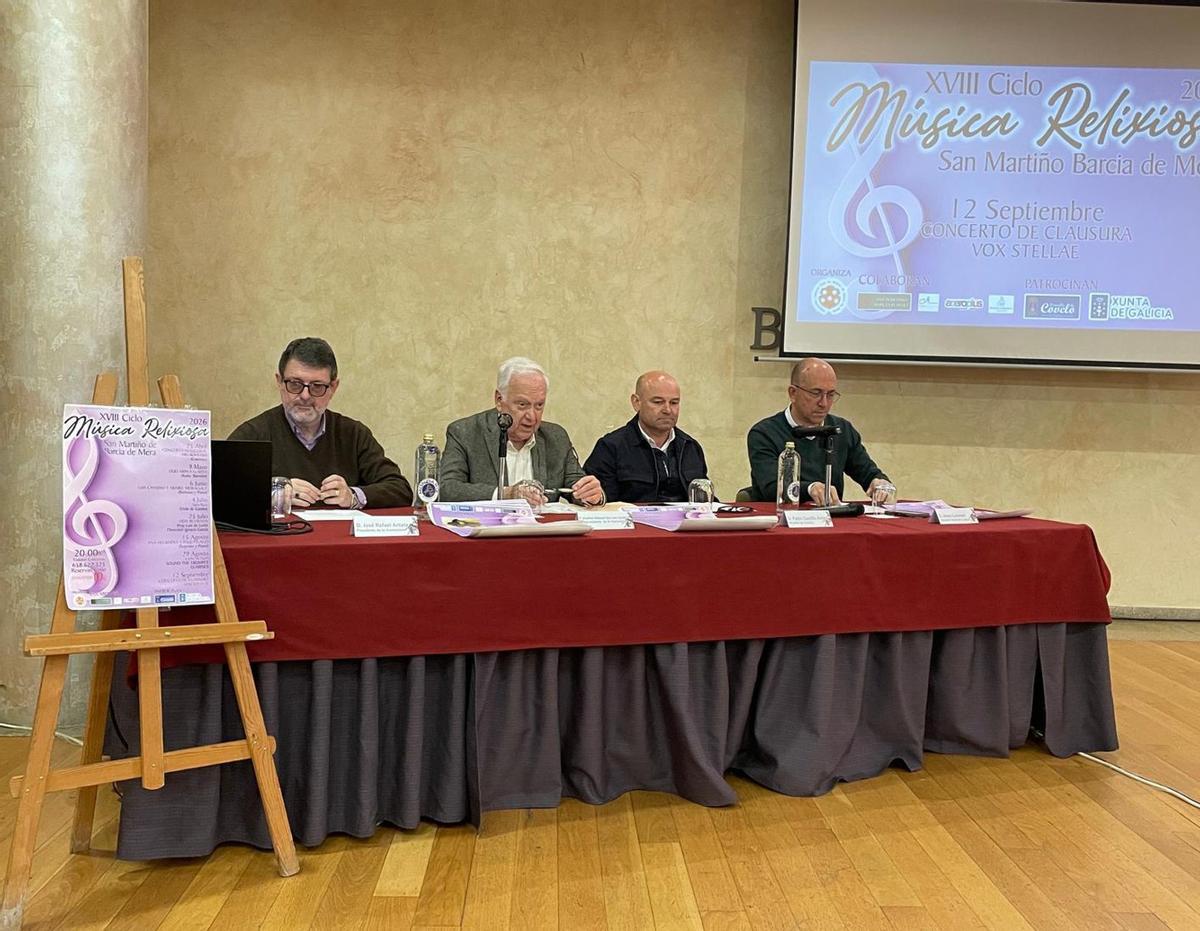 Sobre estas liñas, presentación do XVIII Ciclo de Música Relixiosa de Barcia de Mera. Á dereita, Vox Stellae ofrecerá o concerto de peche.   | // D.P./FDV