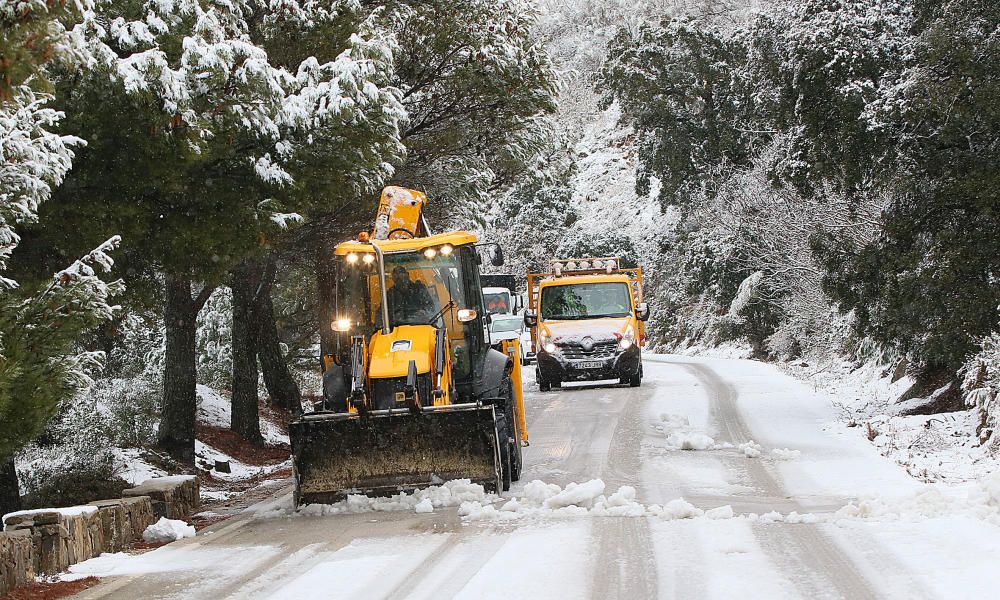 Las primeras nevadas llegan al Puerto del León, en los Montes de Málaga, que se sitúa a 900 metros de altura