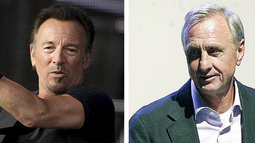 Bruce Springsteen y Johan Cruyff, en sendas fotos de archivo.