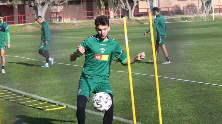 Andoni López, durante el entrenamiento de este martes