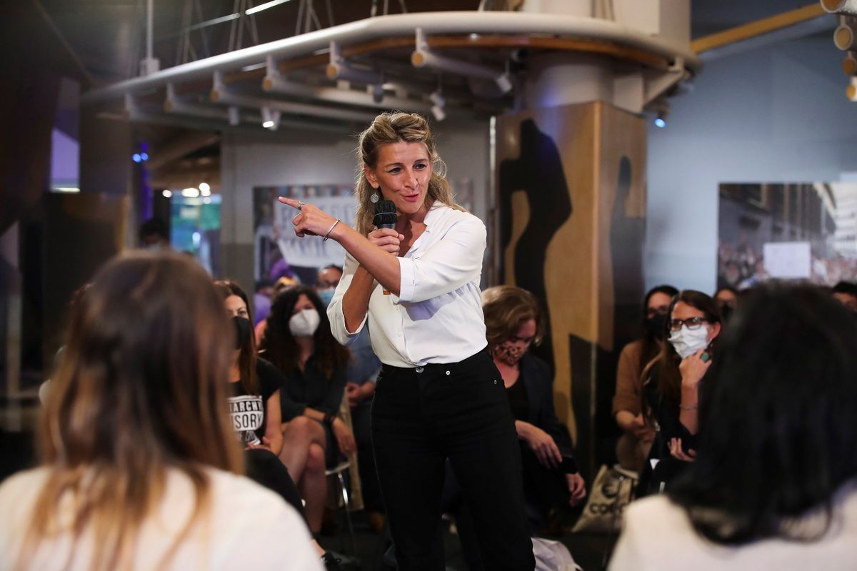 La vicepresidenta segunda del Gobierno, Yolanda Díaz, en un acto el pasado 1 de octubre en Madrid