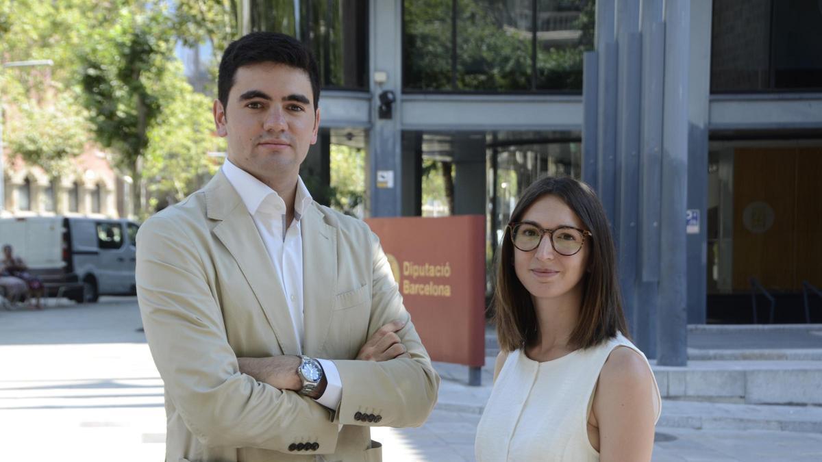 Dos dels joves, Ferran Alcántara i Ariadna Pueyo, que s'han format i aviat ocuparan la secretaria de petits municipis