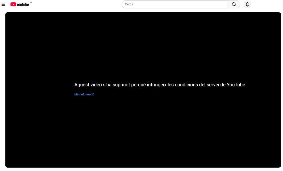 Mensaje que aparece al acceder al contenido de la Diputación en Youtube.