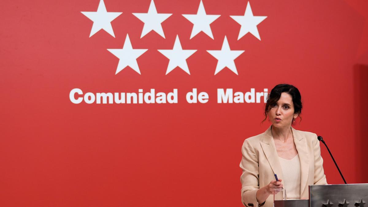 Isabel Díaz Ayuso, en la rueda de prensa en la que ha hecho balance de la primera mitad de la legislatura.
