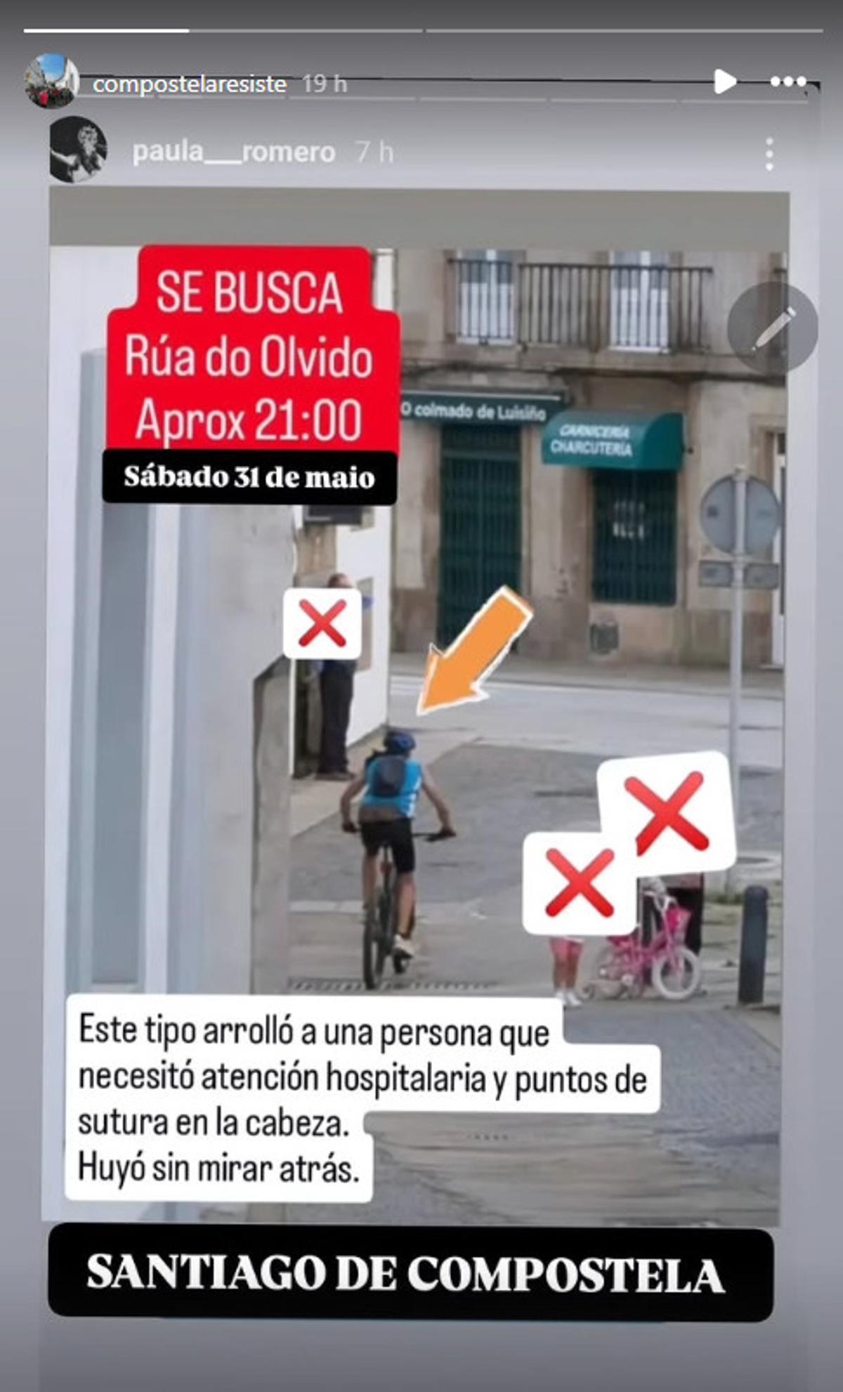 Captura de pantalla de la publicación hecha por el perfil de 'CompostelaResiste'