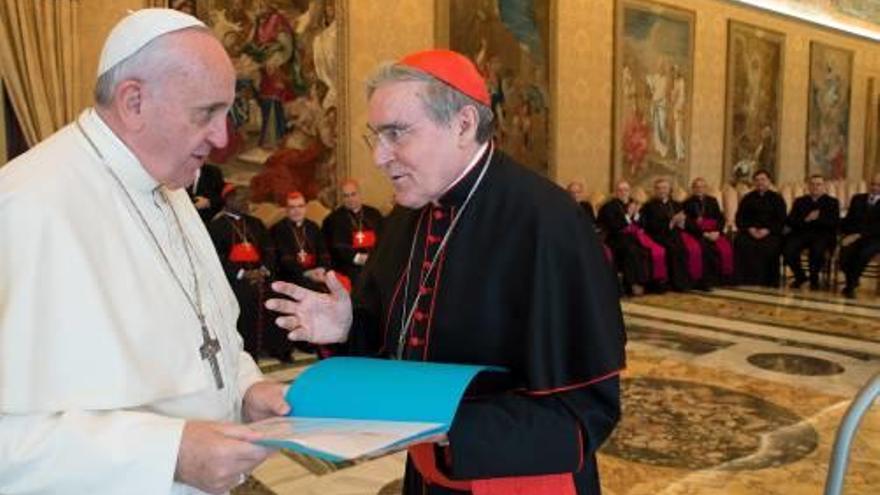 El papa Francesc i el cardenal Sistach en una trobada anterior.