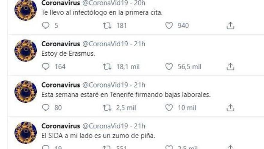 La cuenta troll del Coronavirus en Twitter: &quot;El Ébola me come los huevos&quot;
