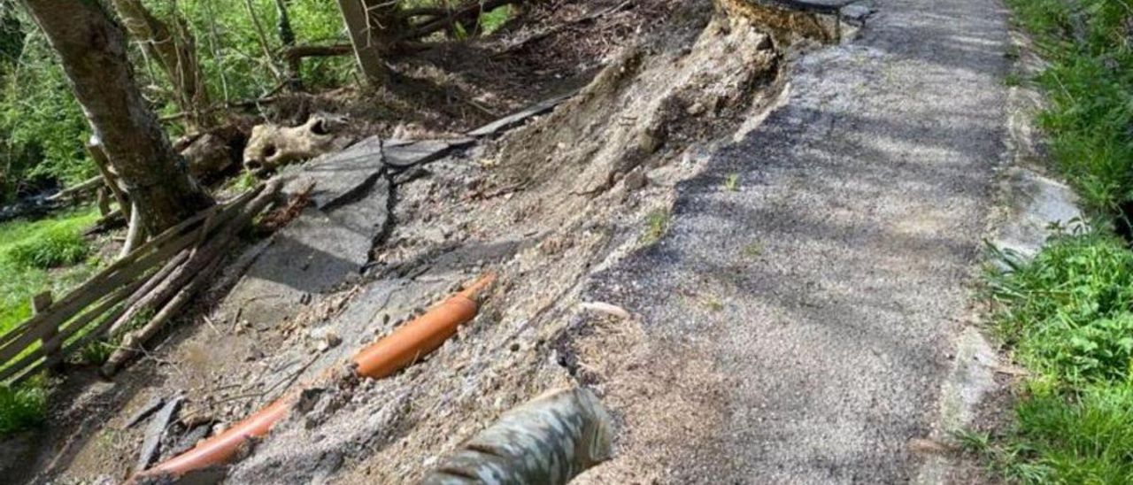 La zona afectada por el argayo.