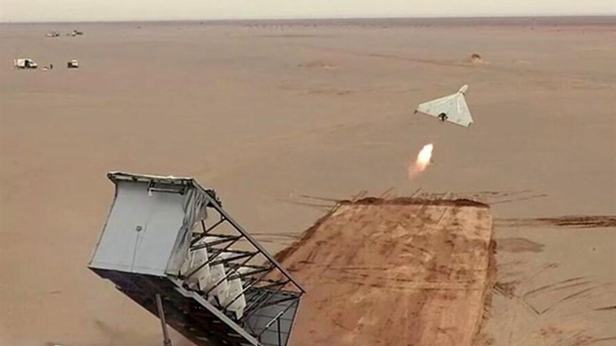 Un dron kamikaze Shahed es disparado desde una localización desconocida en Irán.