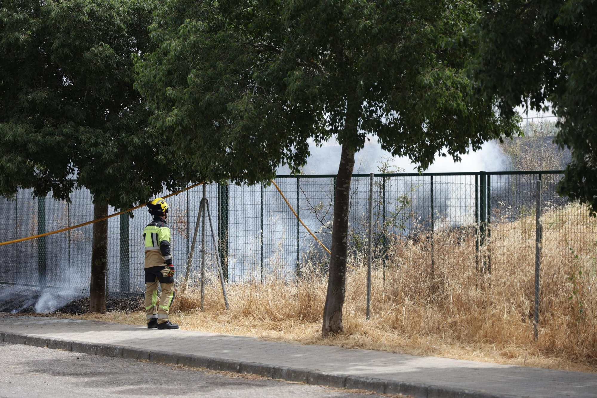 Incendio de pastos en unas pistas de fútbol de La Mejostilla